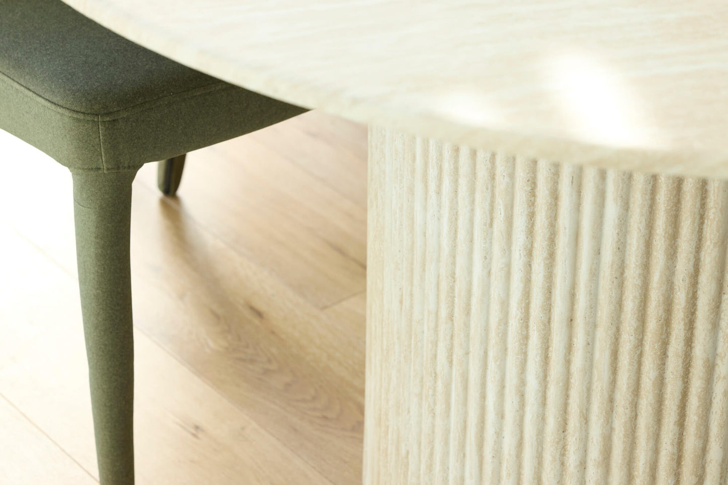 Colorado | Stone Faux Marble Beige 1.3m Round Wooden Dining Table | Beige