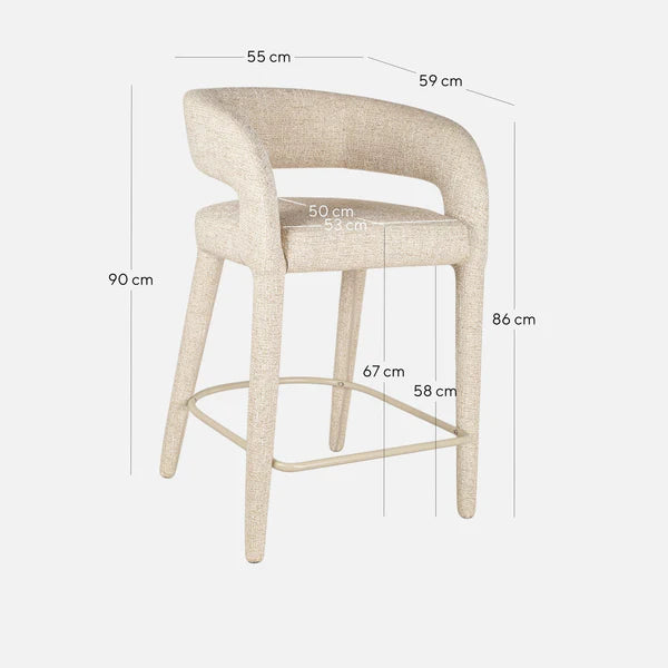 Cottesloe | Modern Coastal Beige Grey Bar Stools With Arms | Pale Beige
