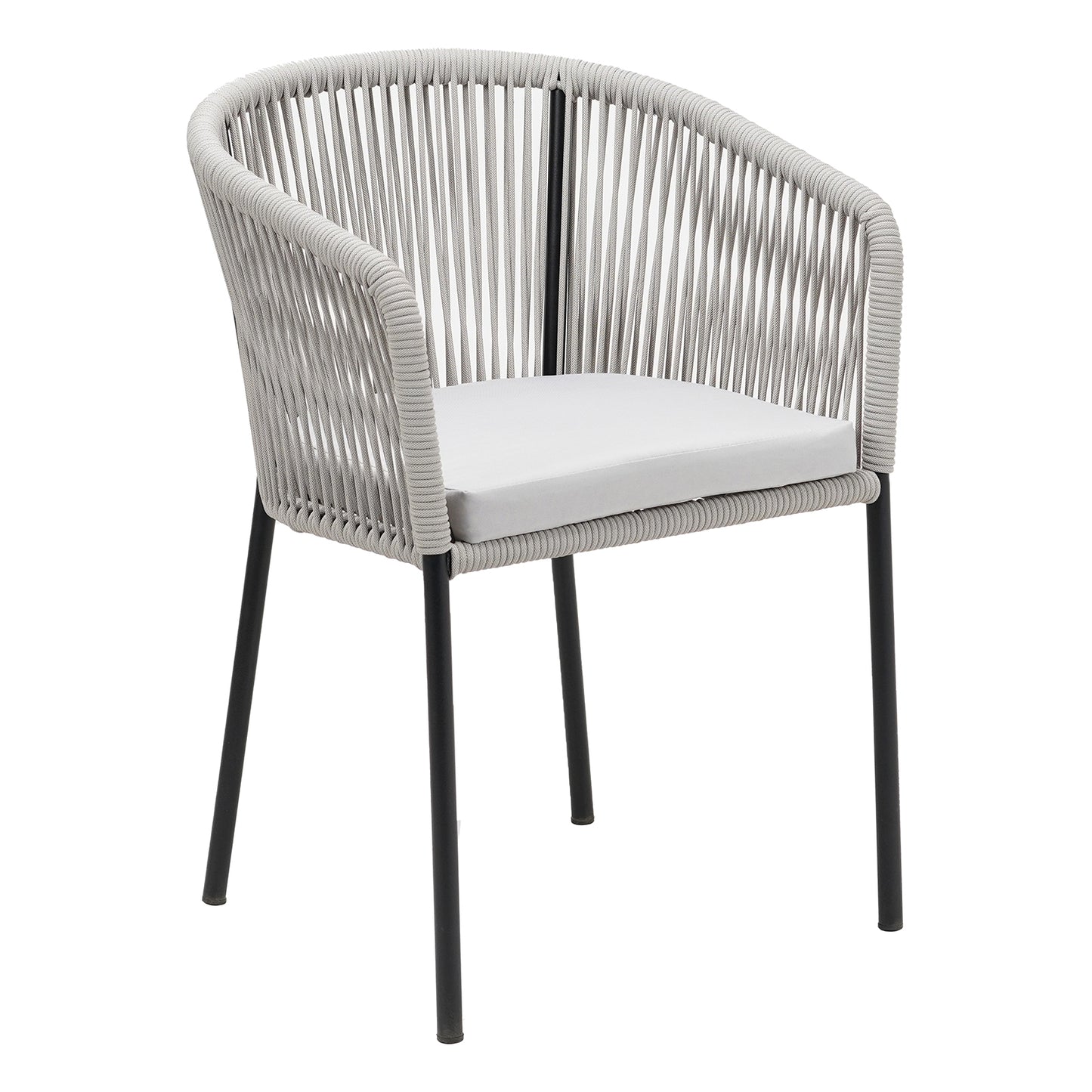 Daintree | Woven Robe Pebble Grey Metal Outdoor Dining Chairs | Set Of 2 | Pebble Grey