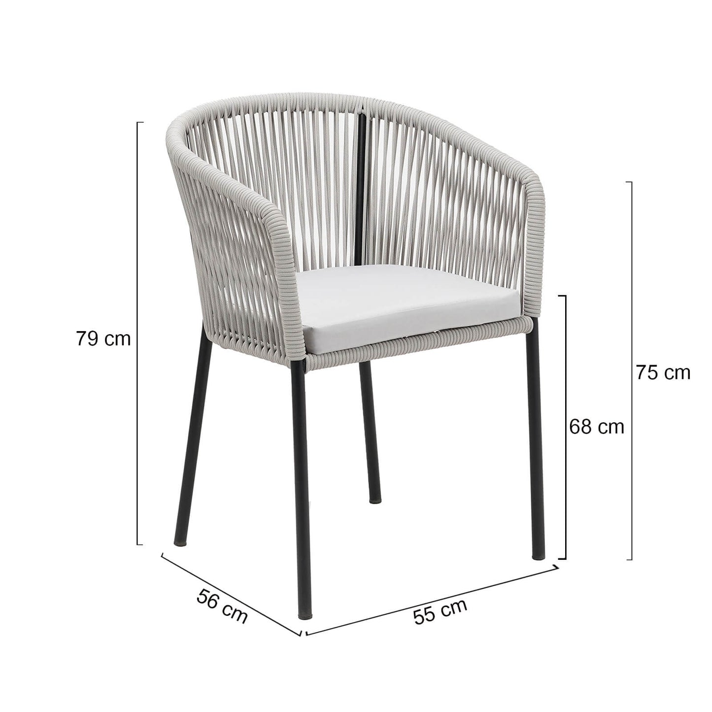 Daintree | Woven Robe Pebble Grey Metal Outdoor Dining Chairs | Set Of 2 | Pebble Grey