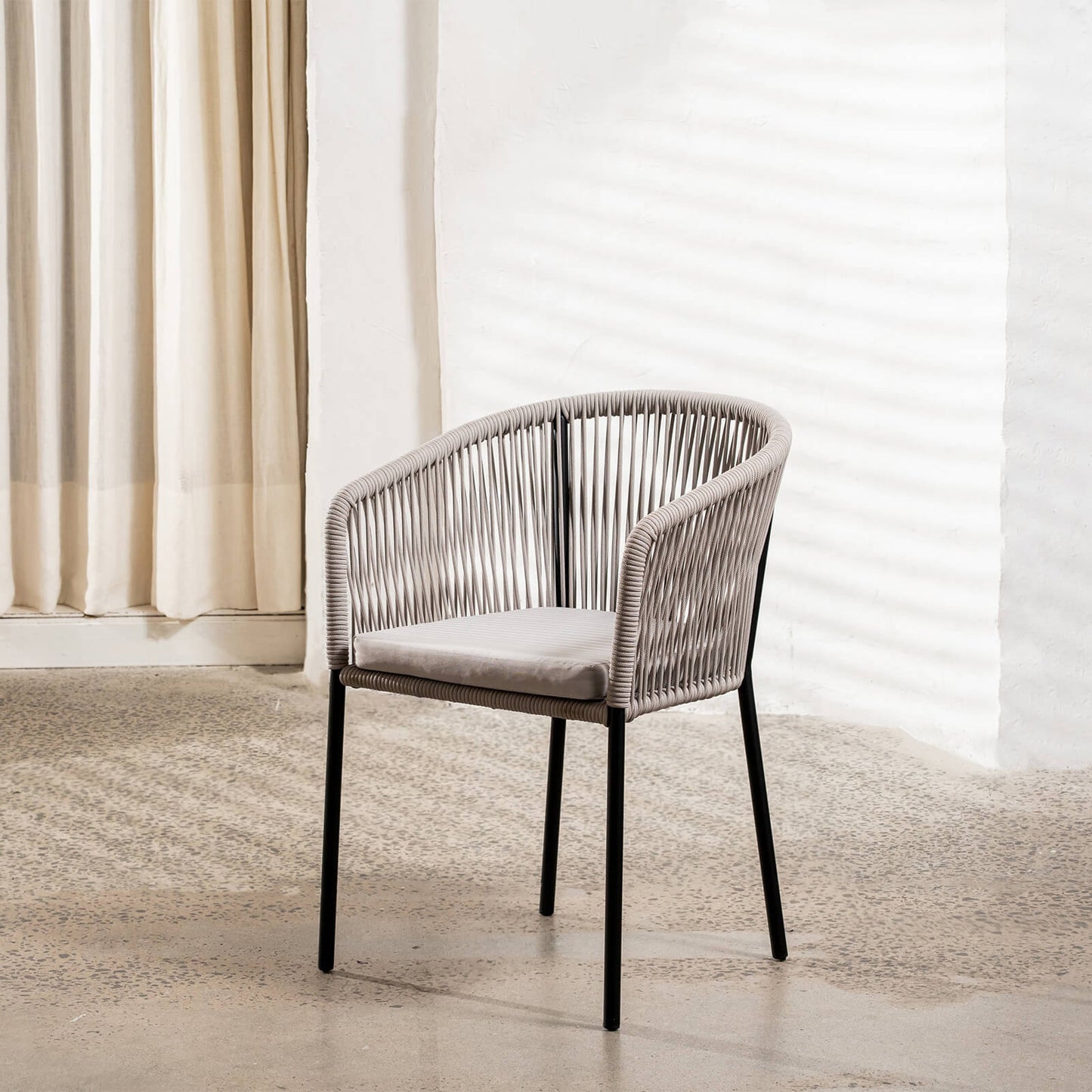 Daintree | Woven Robe Pebble Grey Metal Outdoor Dining Chairs | Set Of 2 | Pebble Grey