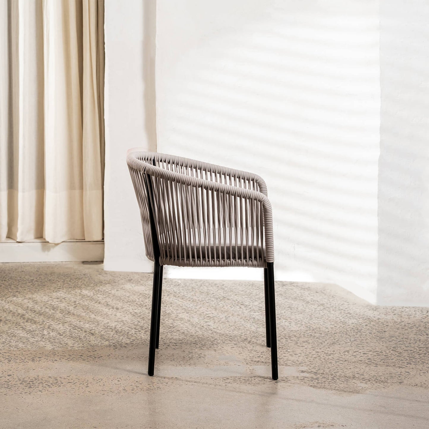 Daintree | Woven Robe Pebble Grey Metal Outdoor Dining Chairs | Set Of 2 | Pebble Grey