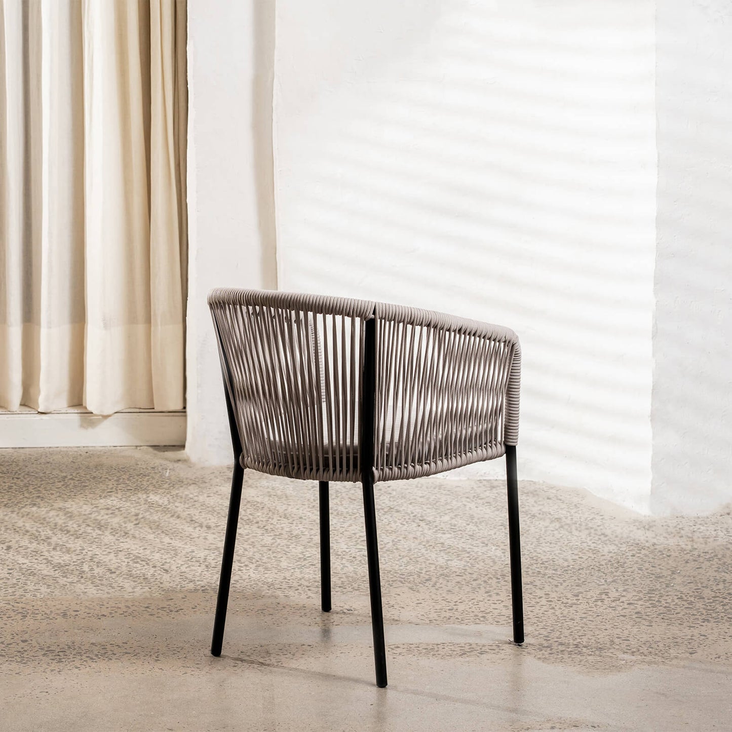 Daintree | Woven Robe Pebble Grey Metal Outdoor Dining Chairs | Set Of 2 | Pebble Grey