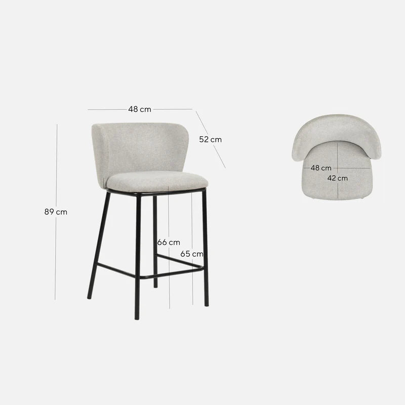 Dorchester Modern Grey Fabric Bar Stools | Light Grey