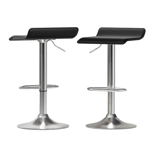 Contemporary Black PU Leather Backless Bar Stools Set Of 2
