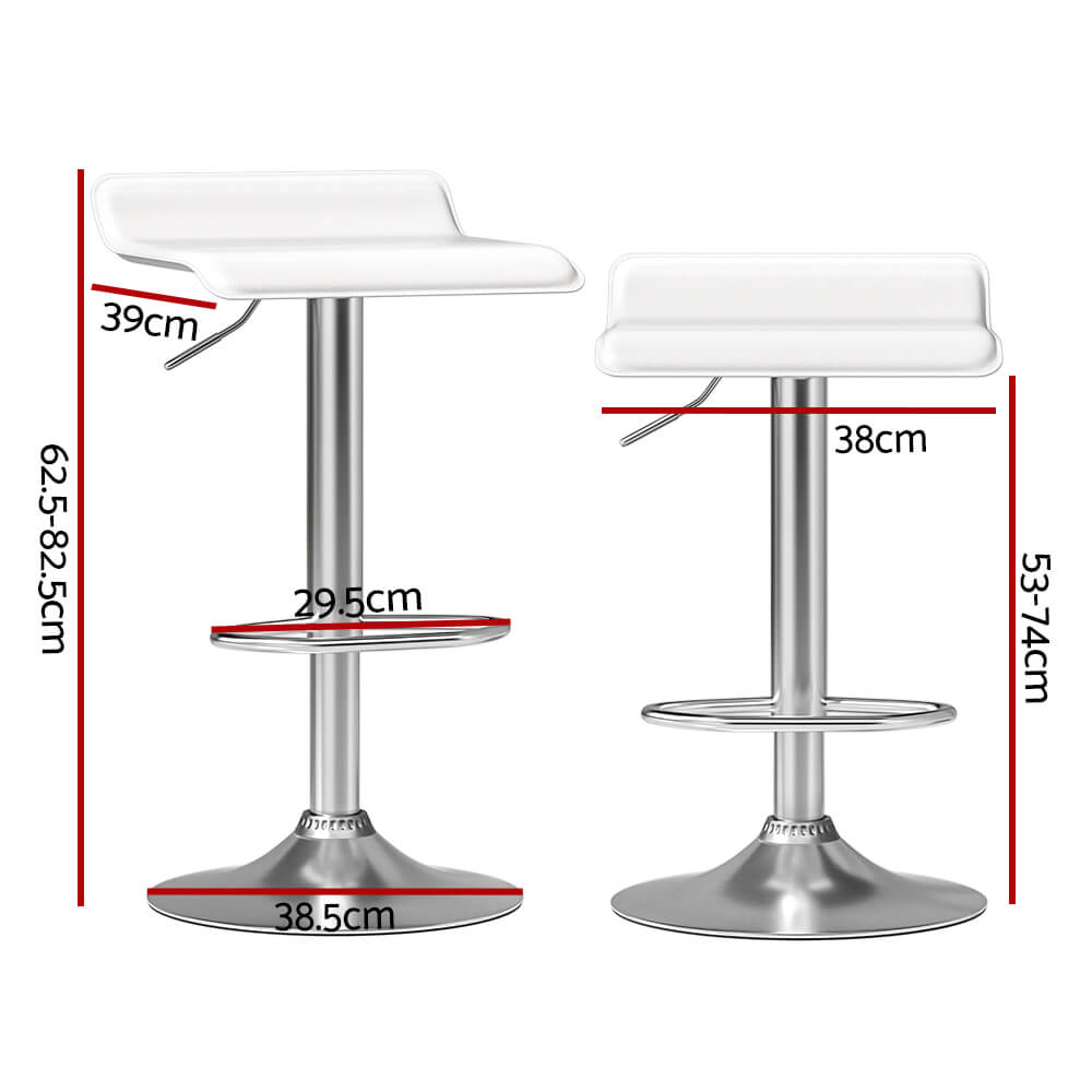 Contemporary White PU Leather Backless Bar Stools Set Of 2