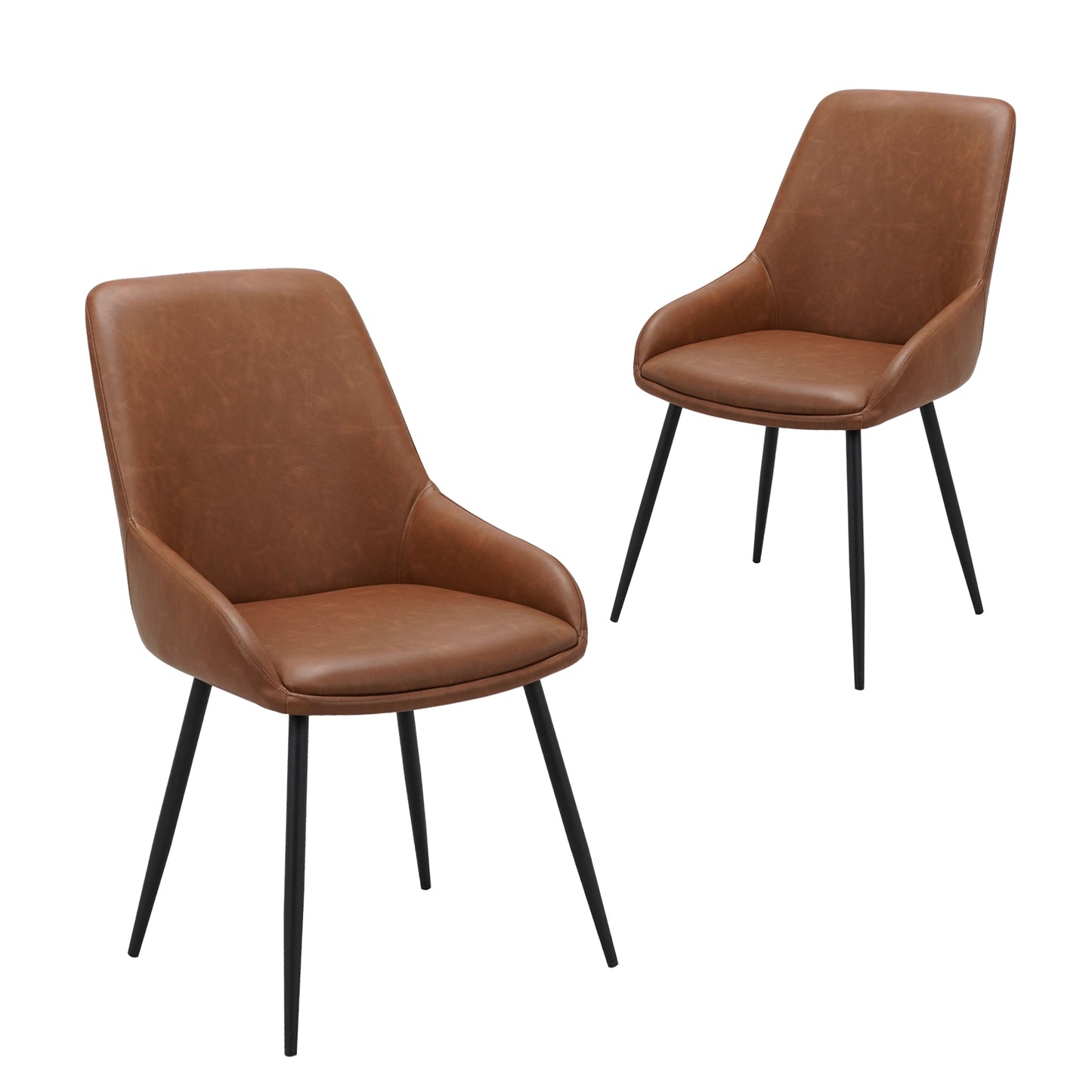 Eleanor | Modern Tan PU Leather Dining Chairs | Set Of 2 | Tan