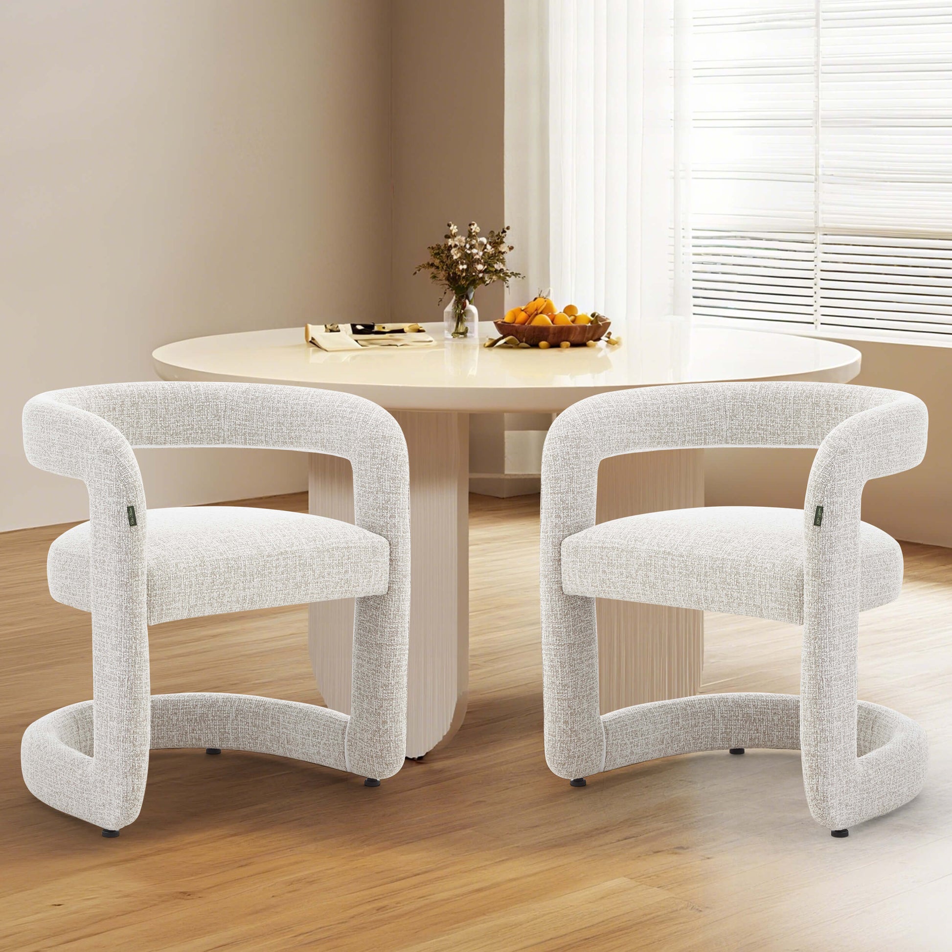 Emery | Mid Century Beige Taupe Dining Chairs With Arms | Taupe