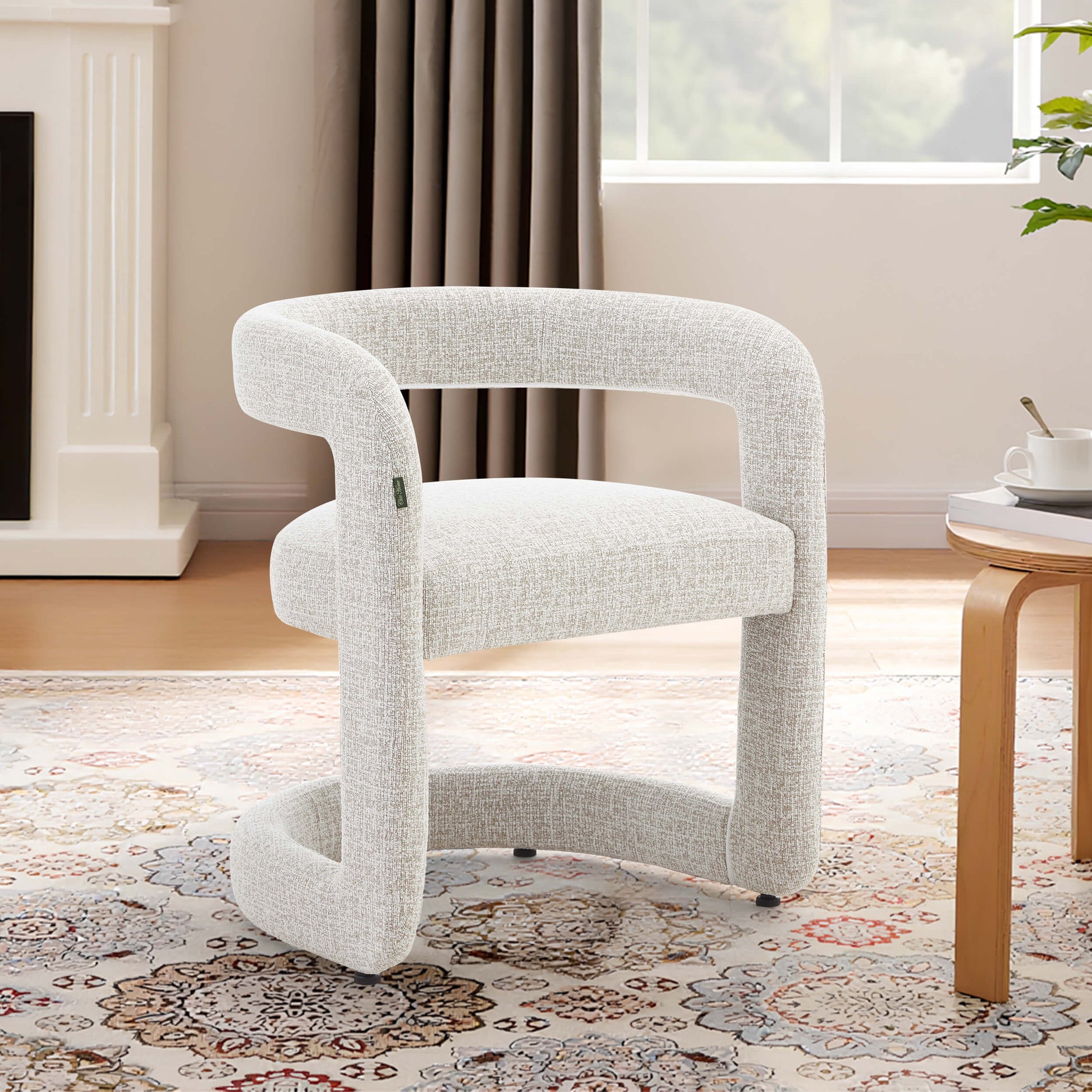 Emery | Mid Century Beige Taupe Dining Chairs With Arms | Taupe