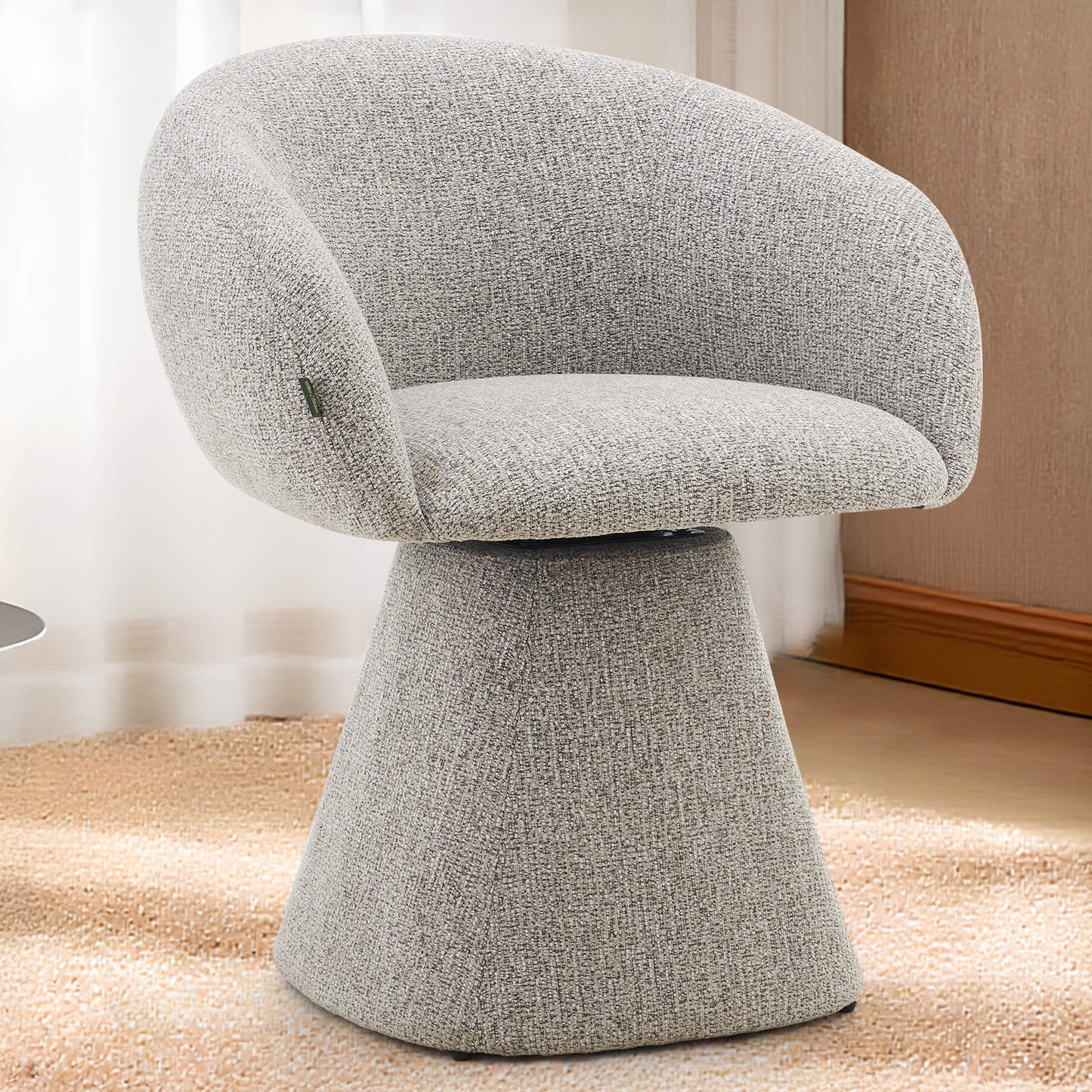 Evelyn Modern 360 Swivel Stone Fossil Grey Dining Chairs with Arms | Fossil Grey
