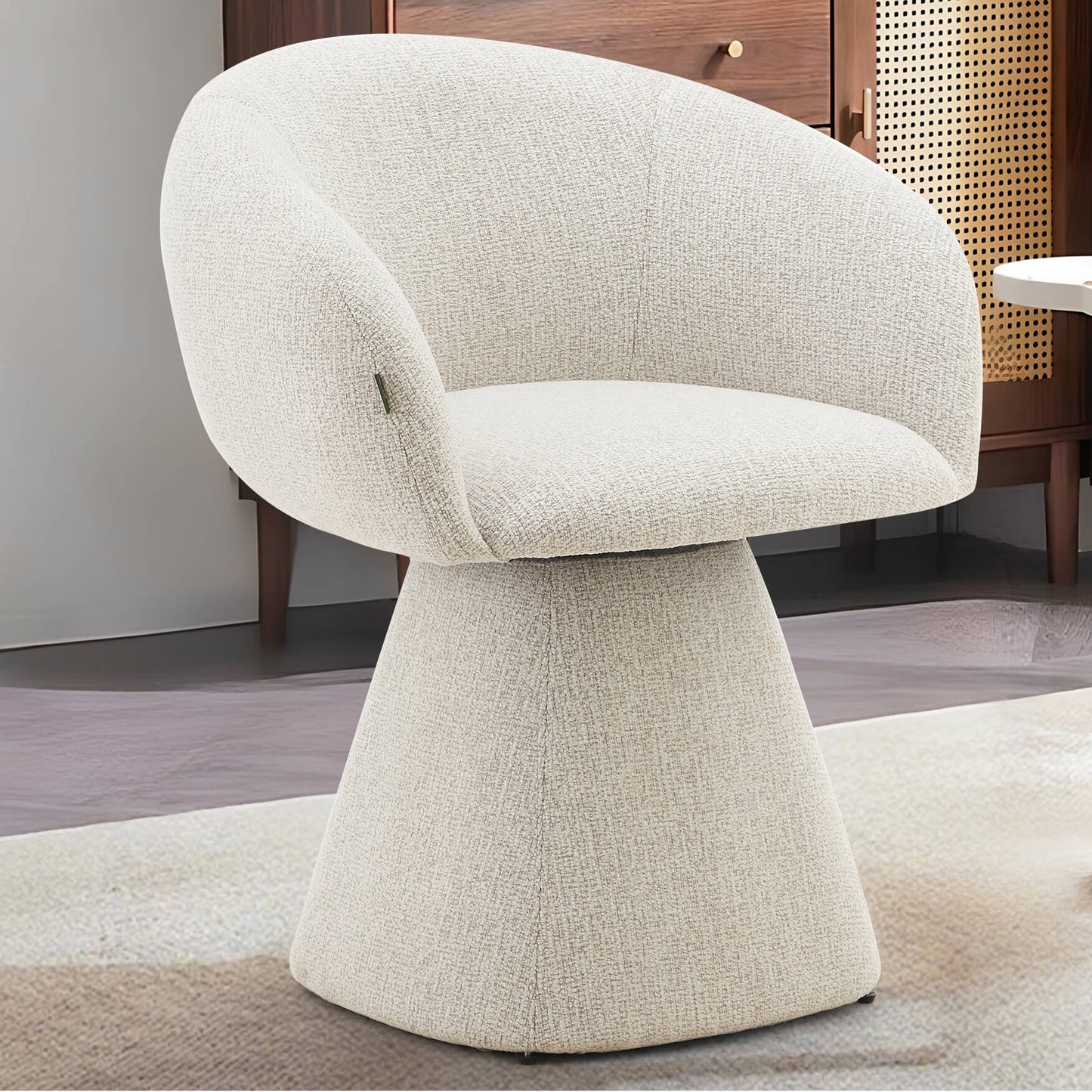 Evelyn Modern 360 Swivel Stone Fossil Grey Dining Chairs with Arms | Stone
