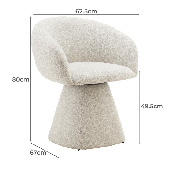 Evelyn Modern 360 Swivel Stone Fossil Grey Dining Chairs with Arms | Stone