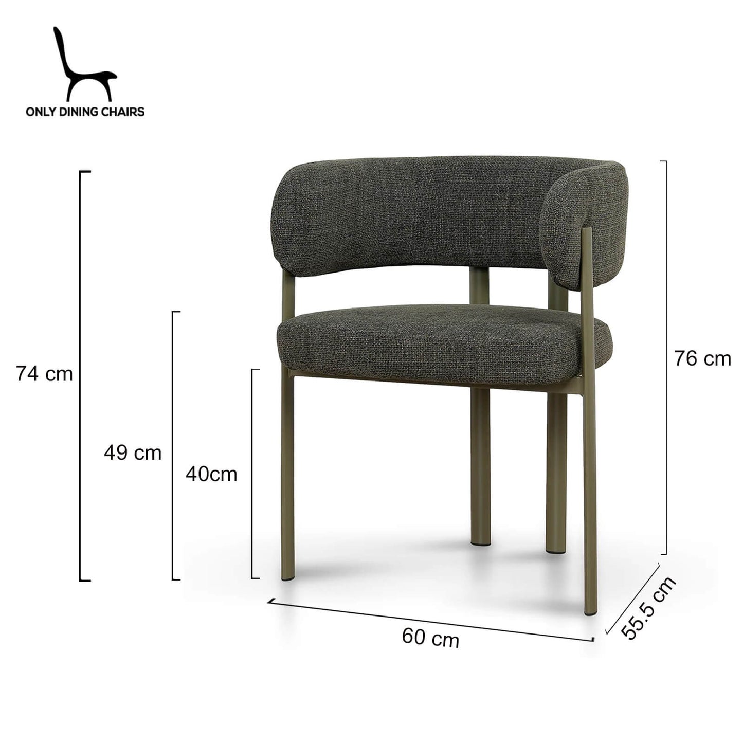 Everton | Modern Kaitoke Green Moss Brown Fabric Dining Chairs With Arms | Set Of 2