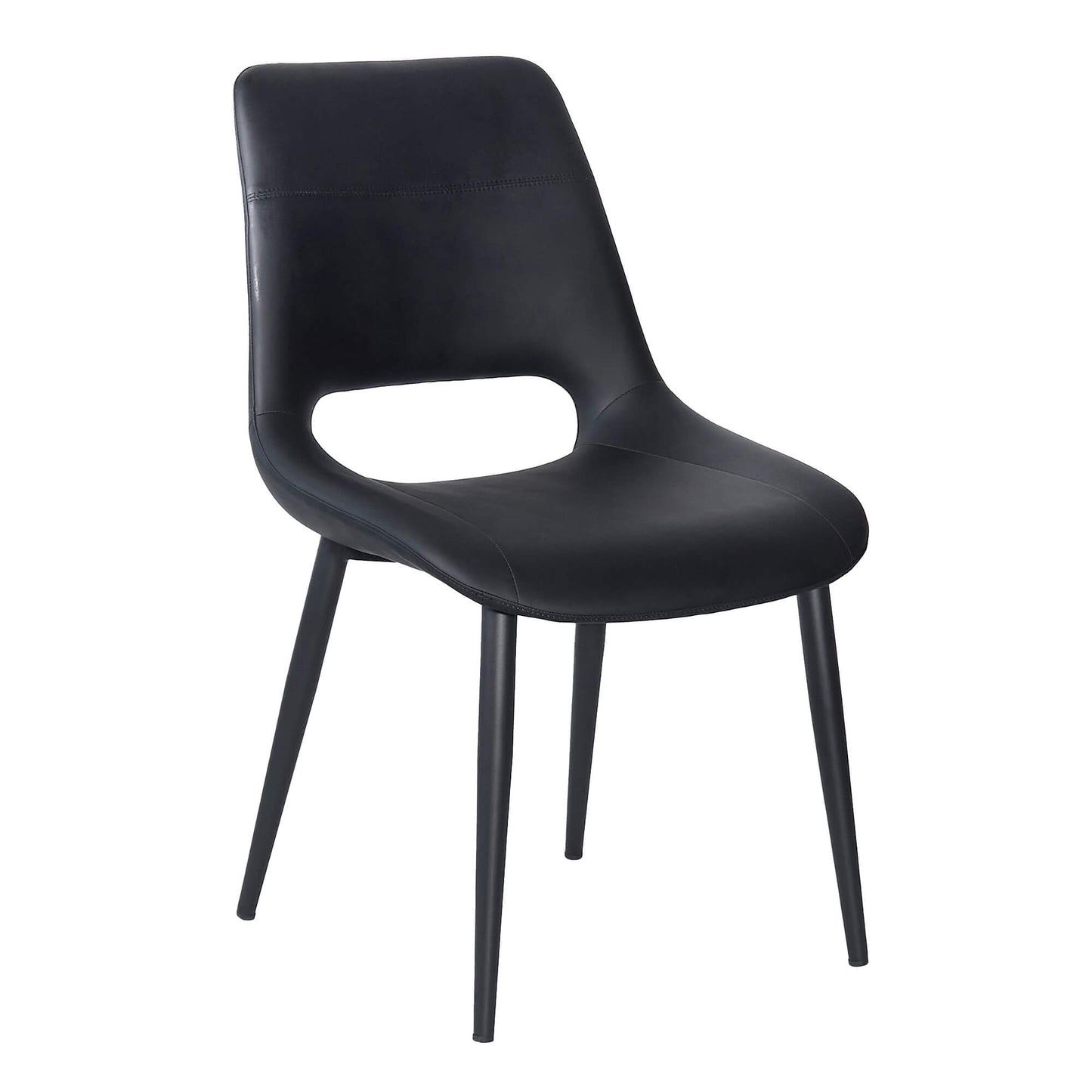 Everton Modern Metal Black PU Leather Dining Chairs | Black