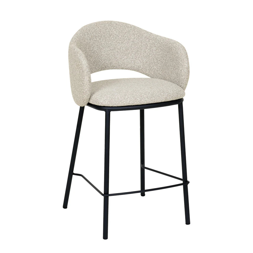 Fieldstone | Clay Grey Coastal Modern Bar Stools With Arms | Set Of 2 | Black