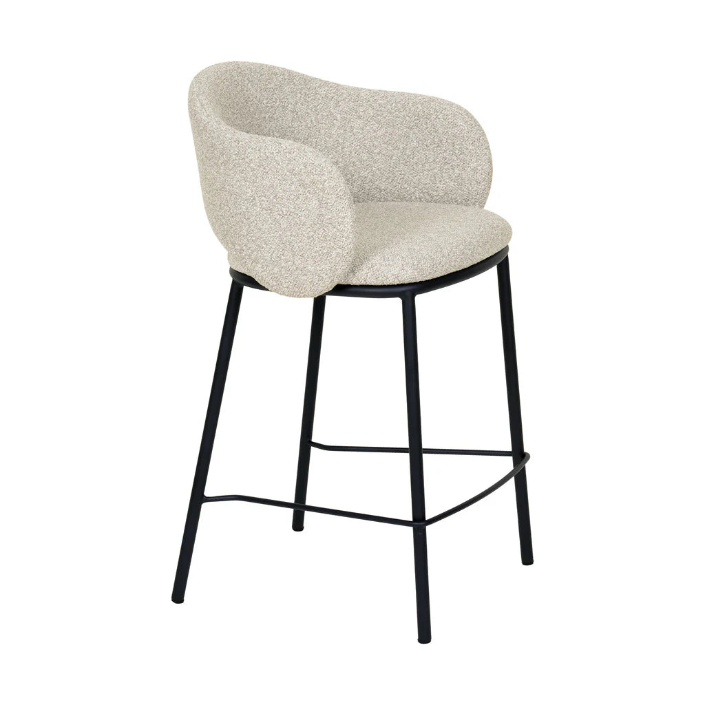 Fieldstone | Clay Grey Coastal Modern Bar Stools With Arms | Set Of 2 | Black