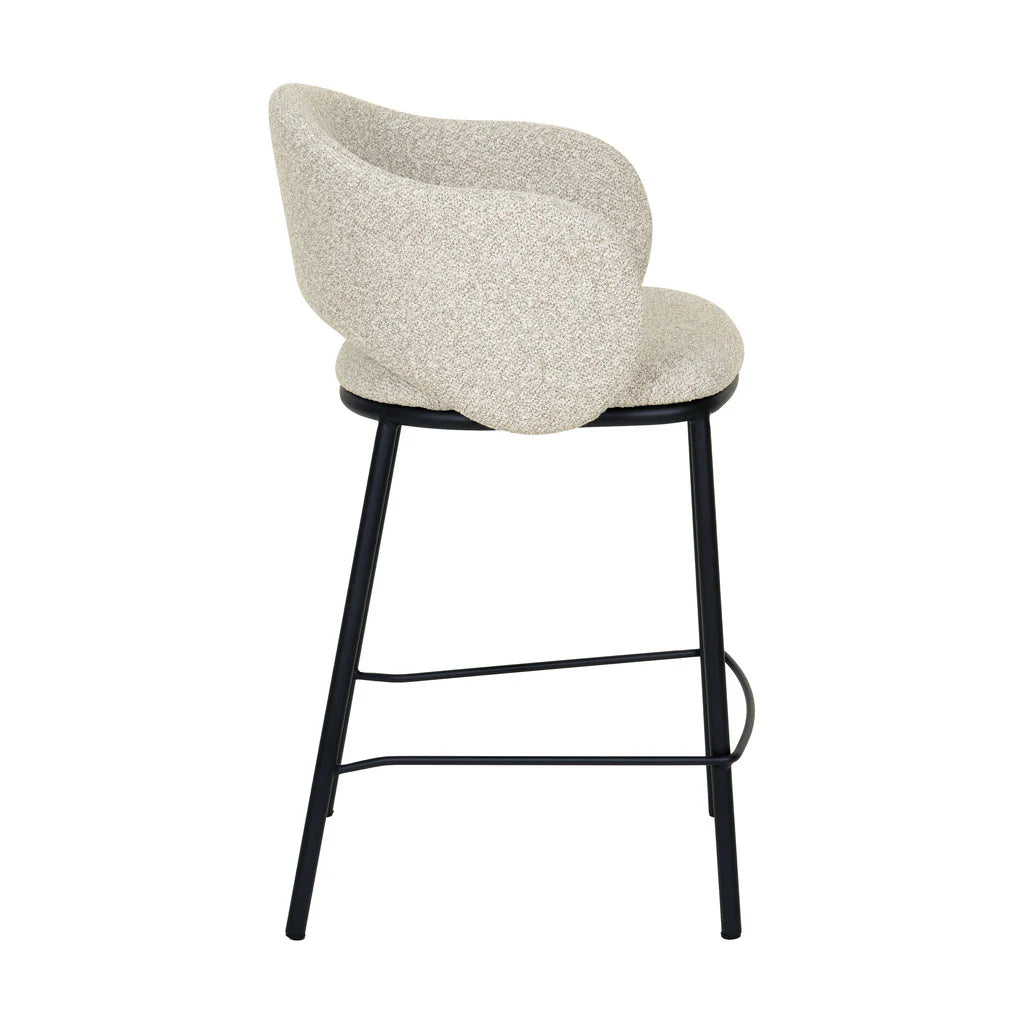 Fieldstone | Clay Grey Coastal Modern Bar Stools With Arms | Set Of 2 | Black