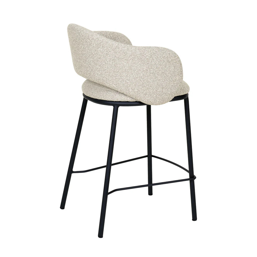 Fieldstone | Clay Grey Coastal Modern Bar Stools With Arms | Set Of 2 | Black