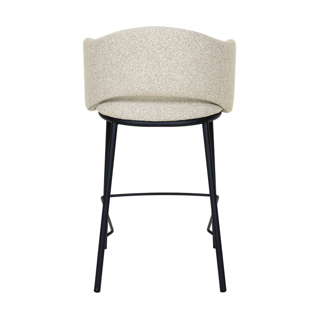 Fieldstone | Clay Grey Coastal Modern Bar Stools With Arms | Set Of 2 | Black