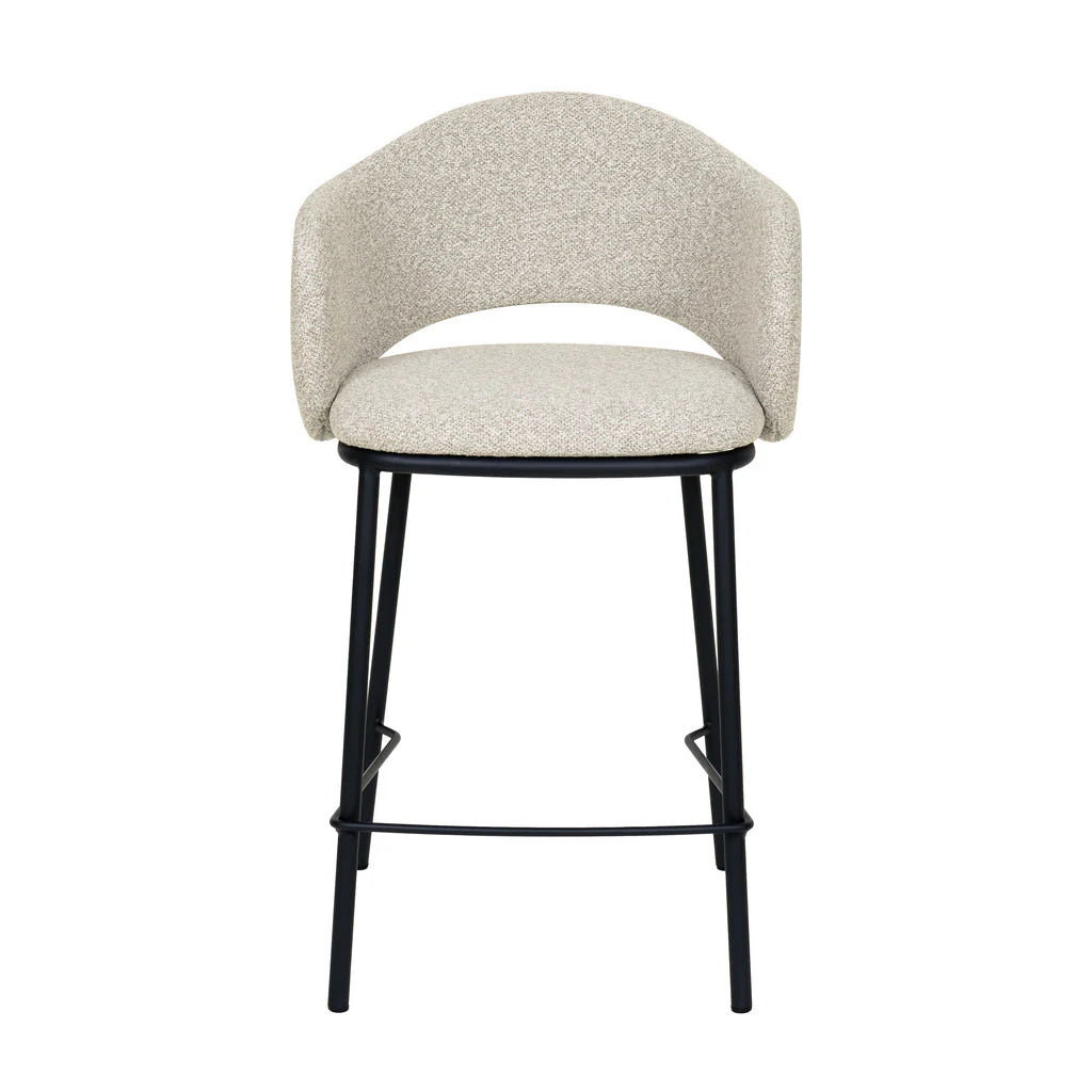 Fieldstone | Clay Grey Coastal Modern Bar Stools With Arms | Set Of 2 | Black