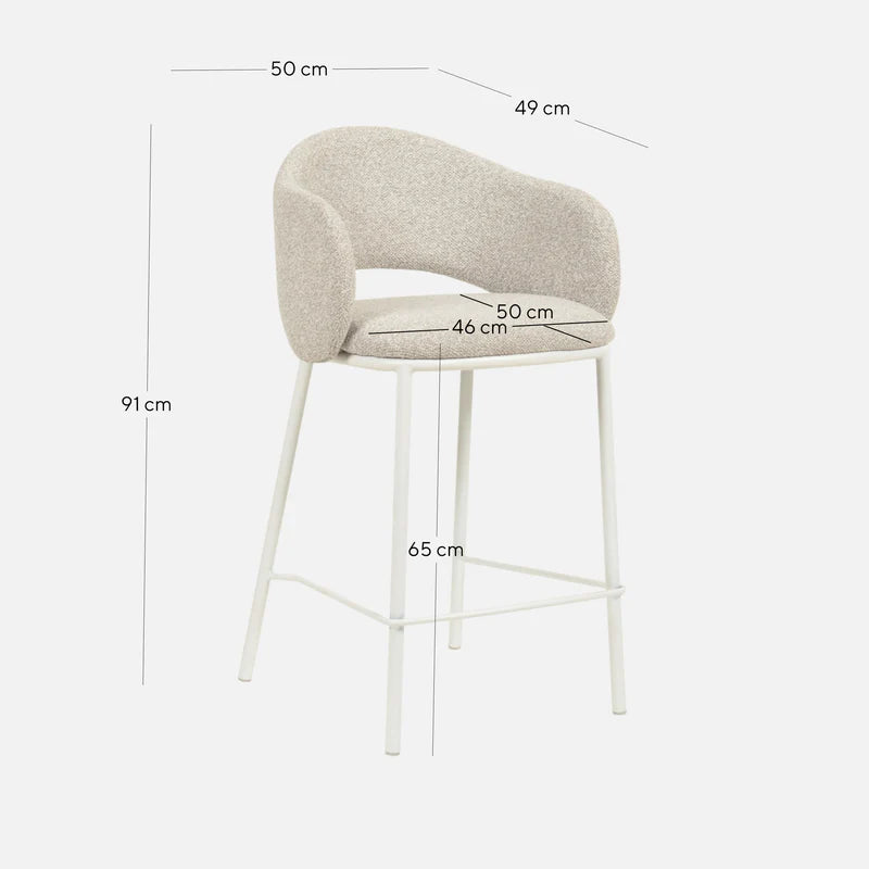 Fieldstone | Clay Grey Coastal Modern Bar Stools With Arms | Set Of 2 | White