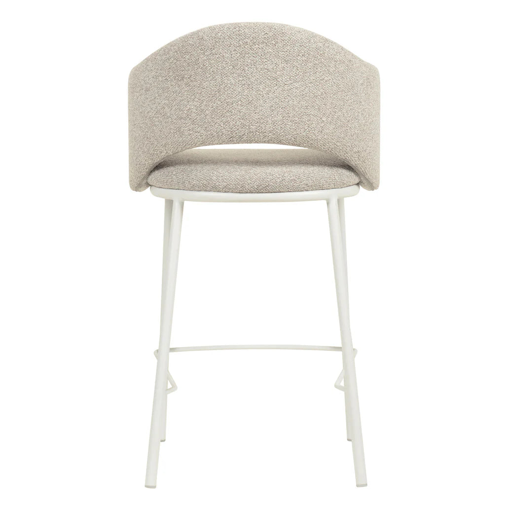Fieldstone | Clay Grey Coastal Modern Bar Stools With Arms | Set Of 2 | White