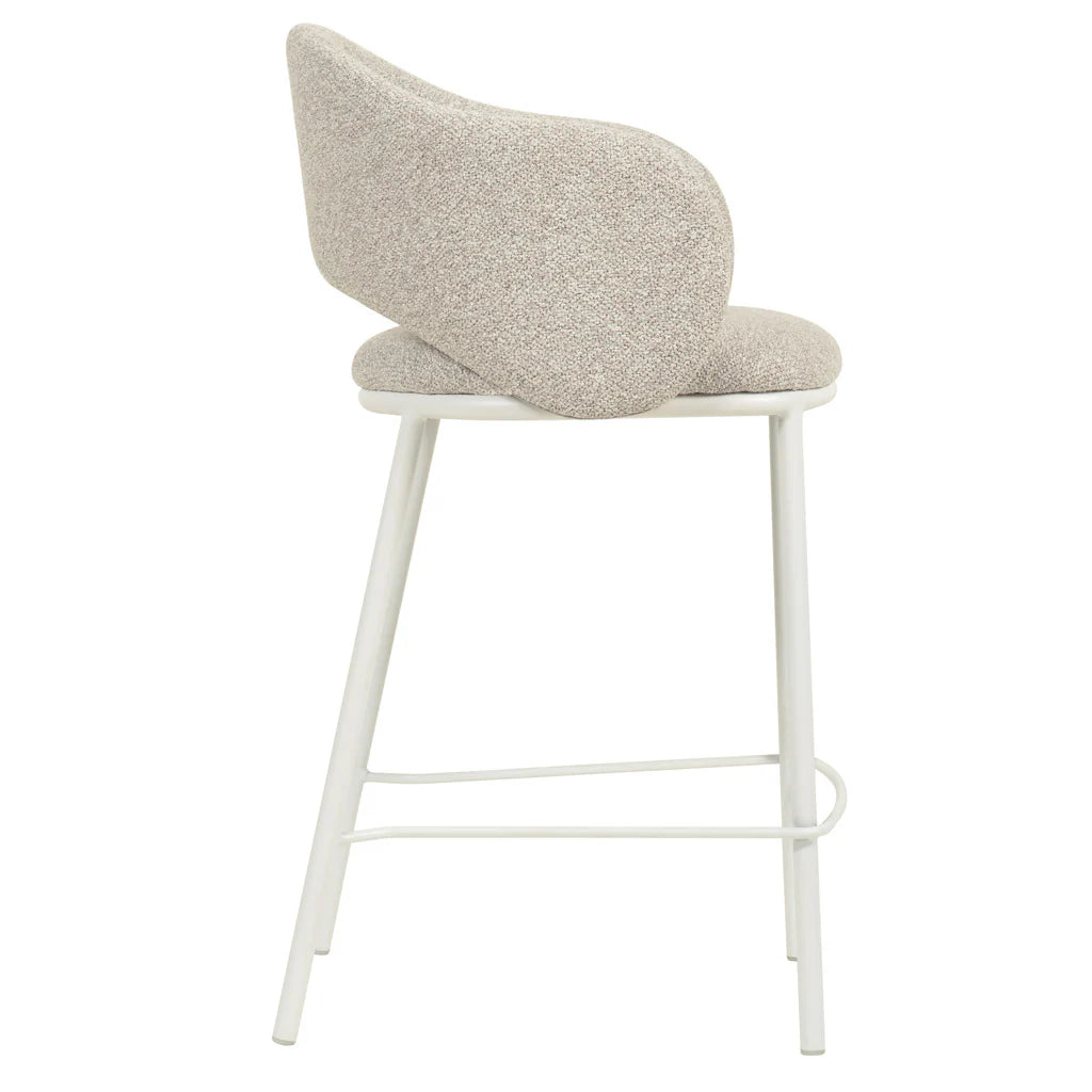 Fieldstone | Clay Grey Coastal Modern Bar Stools With Arms | Set Of 2 | White