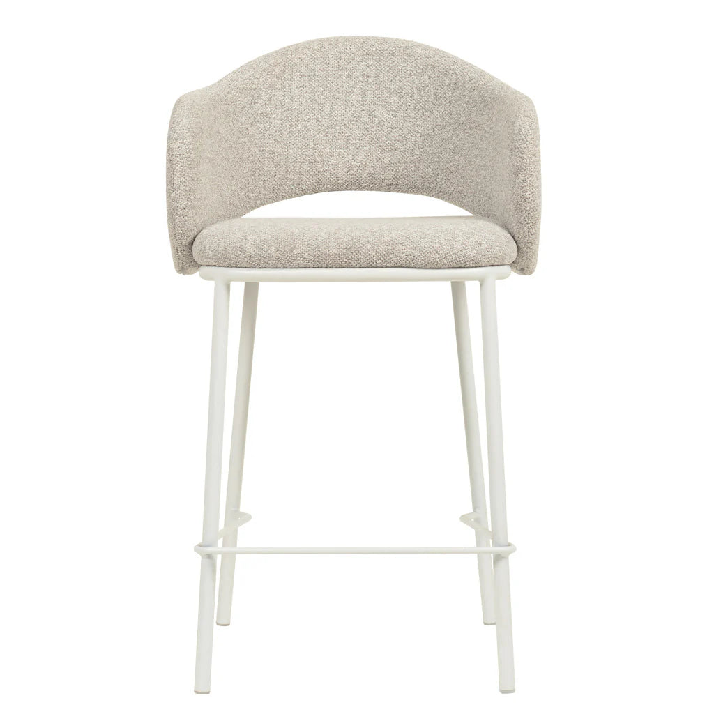 Fieldstone | Clay Grey Coastal Modern Bar Stools With Arms | Set Of 2 | White