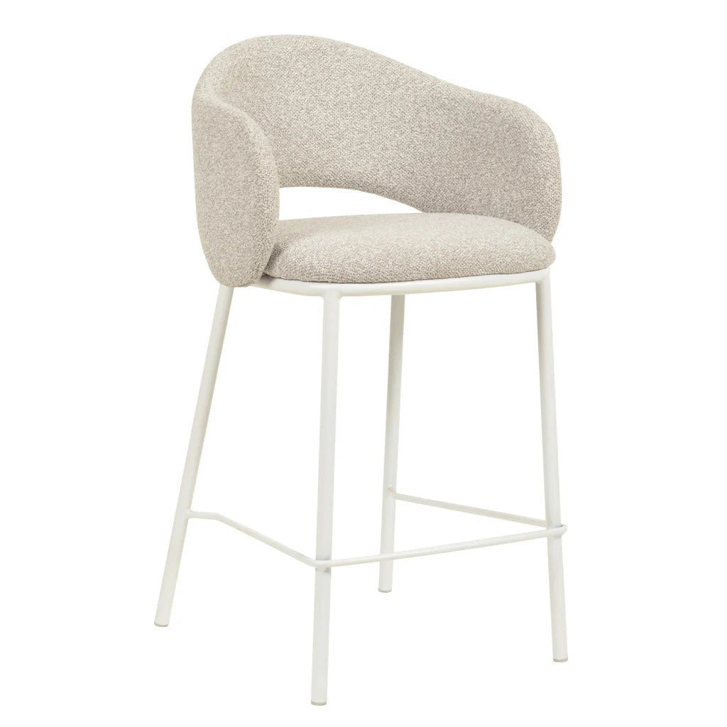 Fieldstone | Clay Grey Coastal Modern Bar Stools With Arms | Set Of 2 | White