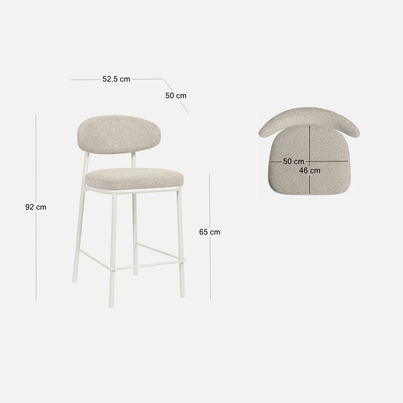 Finlay | Clay Grey Fabric Modern Commercial Coastal White Metal Bar Stools | Set Of 2