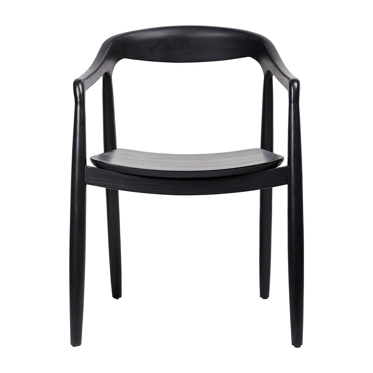 Mid-century Scandinavian Black Wooden Dining Chairs With Arms