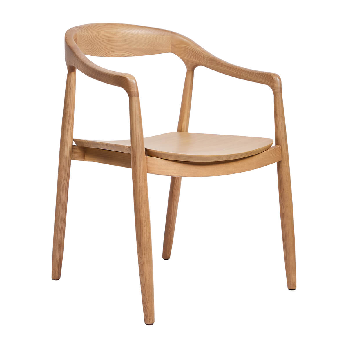 Mid-century Scandinavian Natural Wooden Dining Chairs With Arms