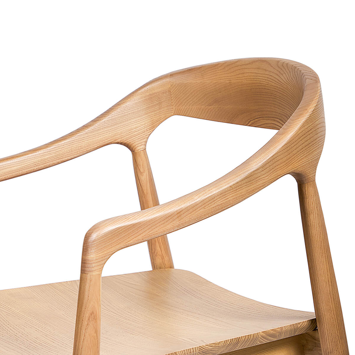 Mid-century Scandinavian Natural Wooden Dining Chairs With Arms