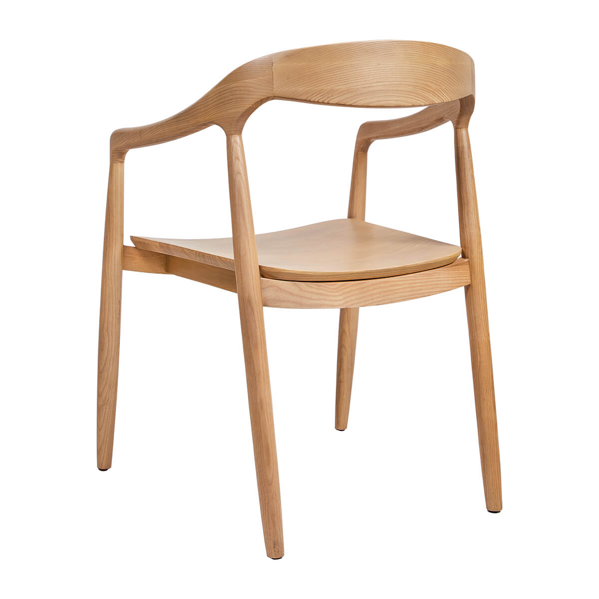 Mid-century Scandinavian Natural Wooden Dining Chairs With Arms
