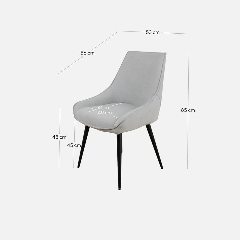 Frankland | Modern Grey Fabric Dining Chairs | Pale Grey