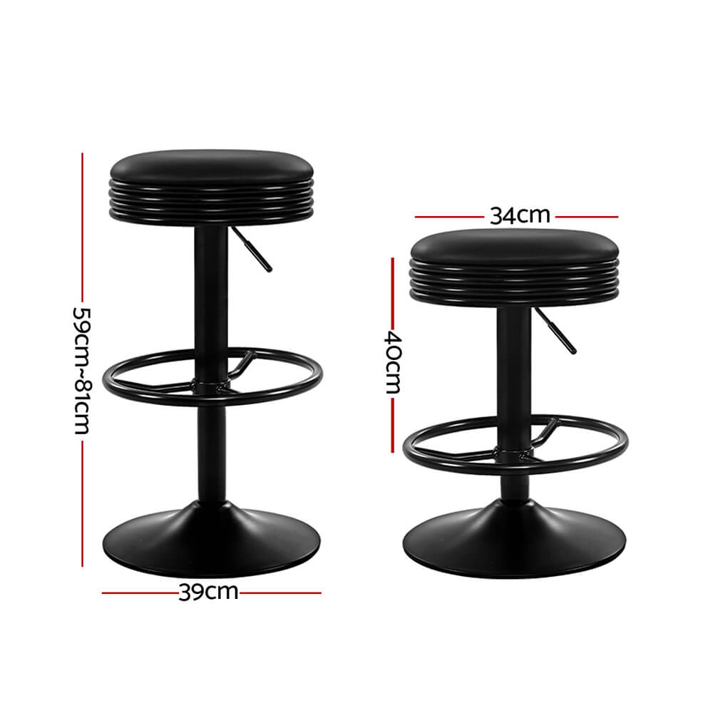Gibson | Industrial Black Chrome Metal Bar Stools | Set Of 2 | Black