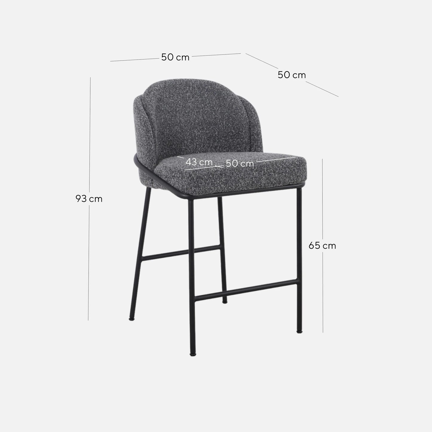 Gramercy | Modern Grey Boucle Fabric Bar Stools | Anthracite Grey