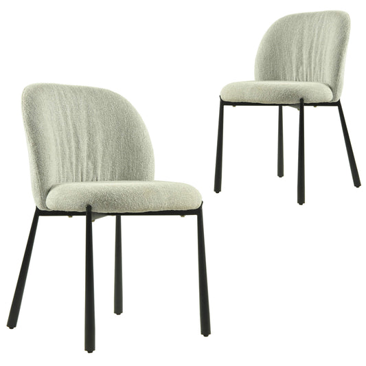 Greenmount Modern Boucle Fabric Sand White Dining Chairs | White