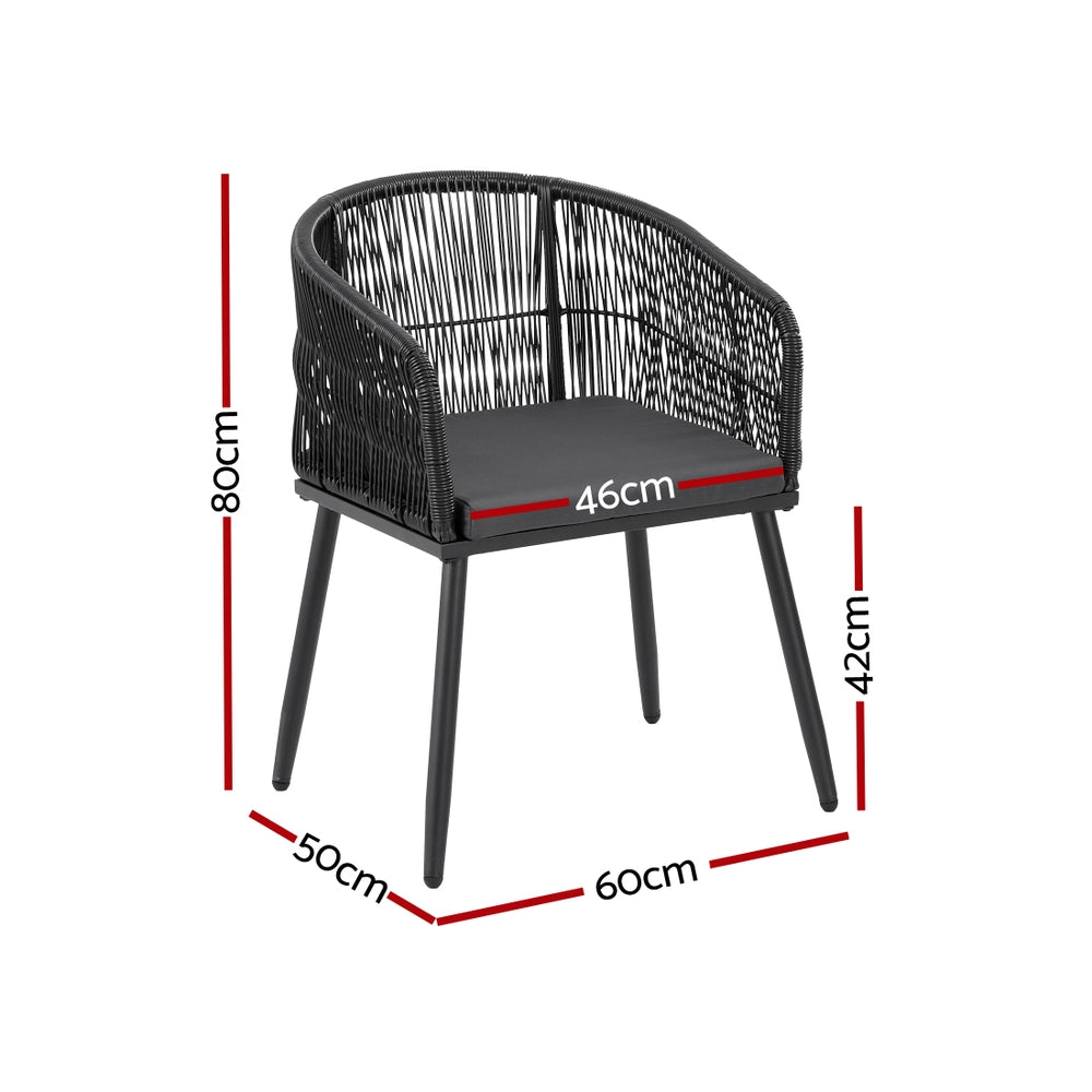 Hamilton | PE Wicker Black Outdoor Dining Chairs | Set Of 2 | Black