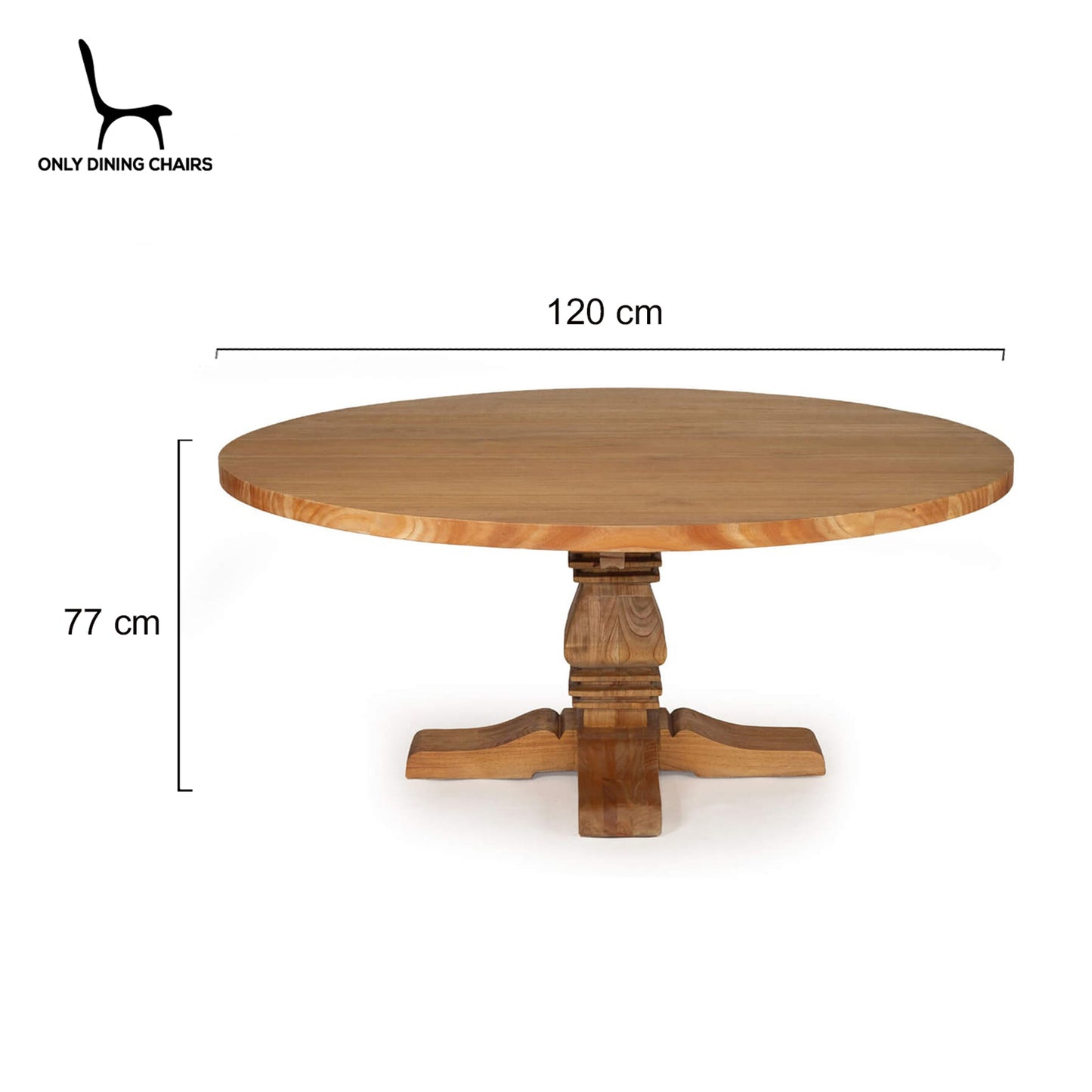 Hepburn | 1.2m Country Coastal Natural Pedestal Wooden Round Dining Table