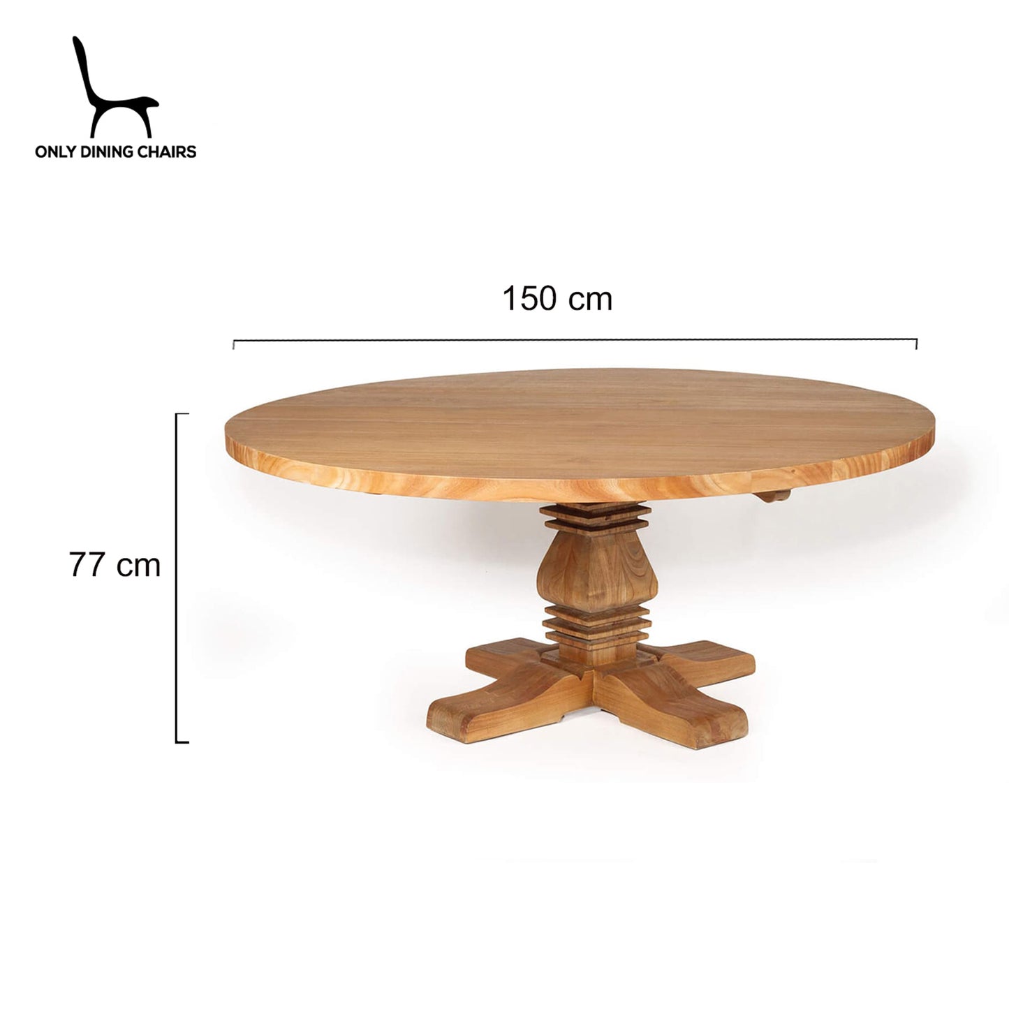 Hepburn | 1.5m Country Coastal Natural Pedestal Wooden Round Dining Table