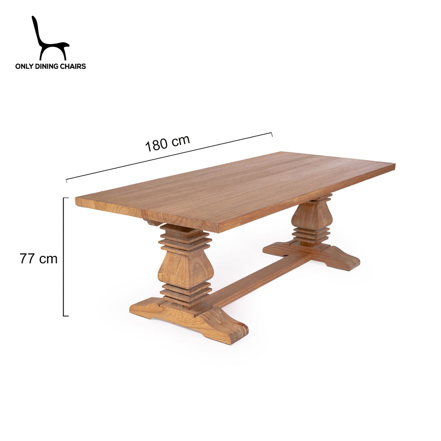 Hepburn | 1.8m Country Coastal Natural Rectangular Wooden Dining Table