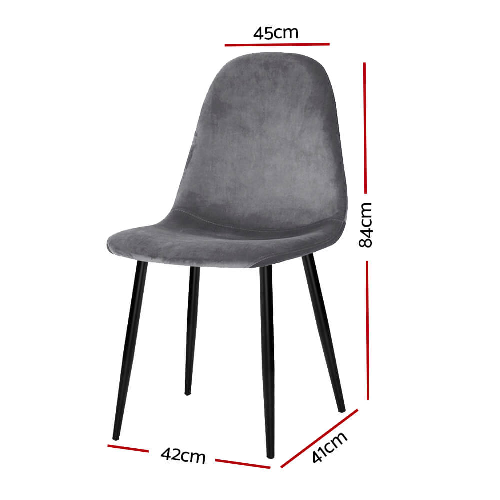 Huntley | Modern Metal Dark Grey Velvet Dining Chairs | Set Of 4