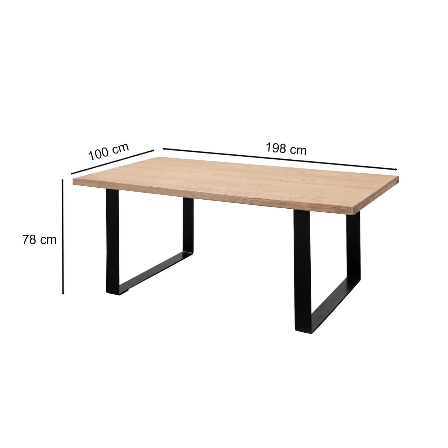 Huntley | Reclaimed Natural Elm Rectangular 2m Wooden Dining Table | Natural