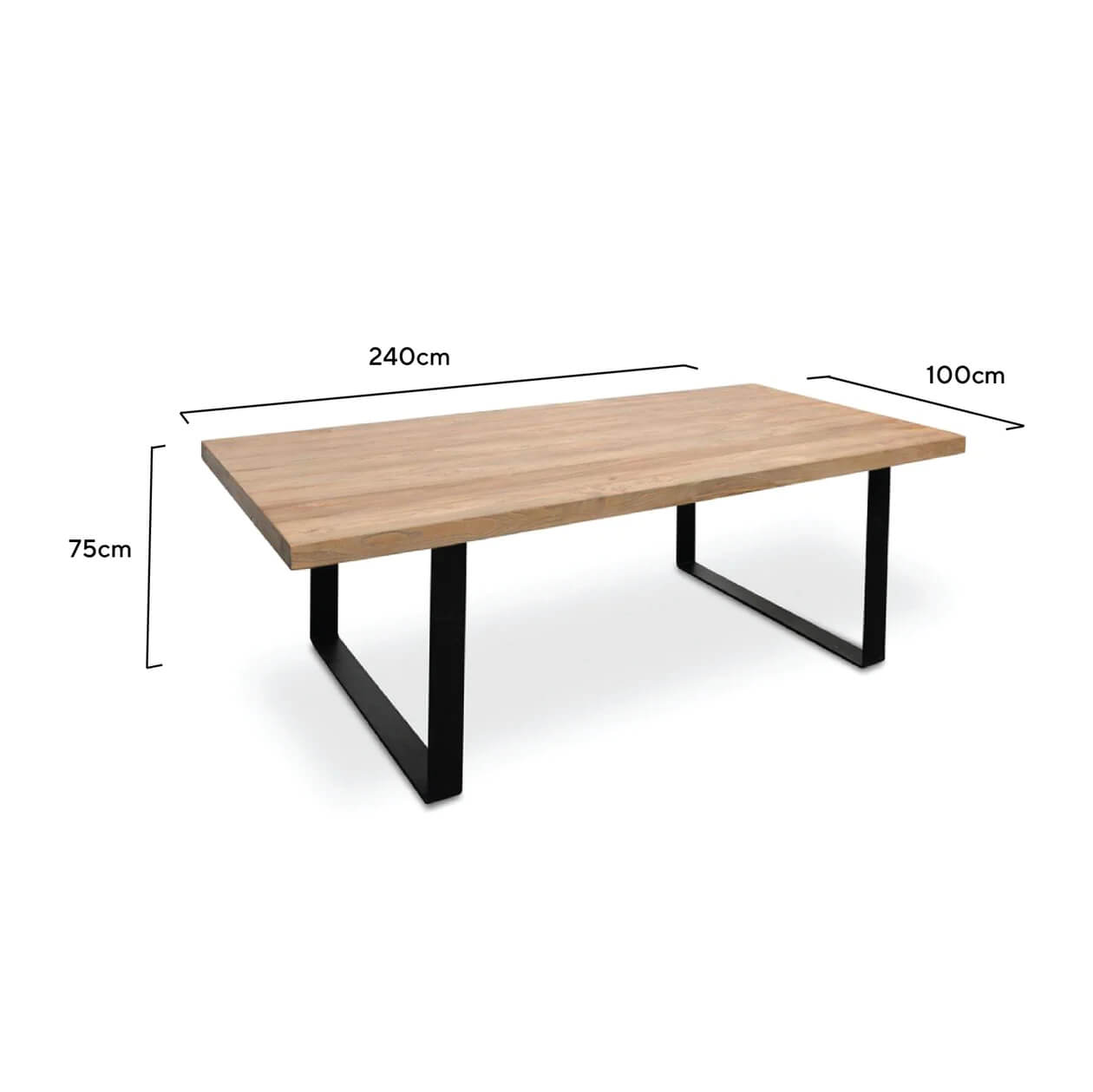 Huntley | Reclaimed Natural Elm Rectangular 2.4m Wooden Dining Table | Natural