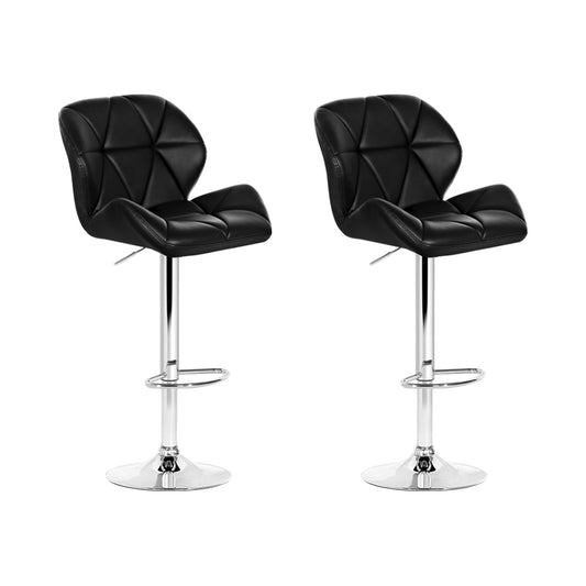Hurley | Modern Swivel Black & White PU Leather Bar Stools | Set Of 2