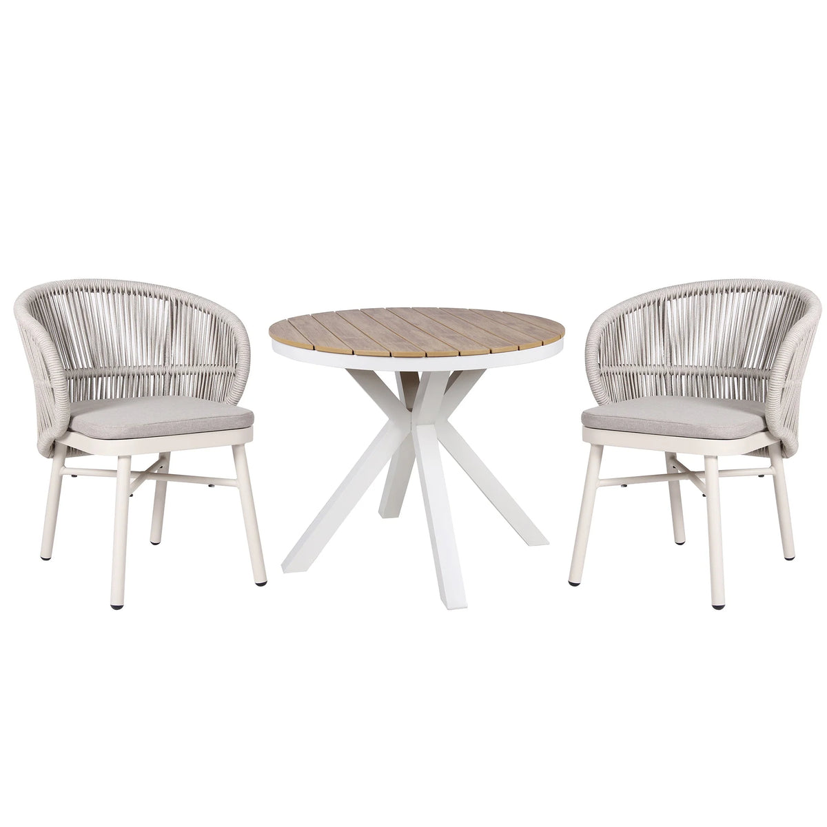Inglewood | Coastal Charcoal Sand Brown Rope Outdoor Dining Chairs With Arms | Sand White