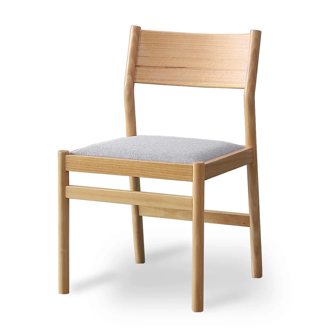Ingram | Coastal Moon Grey Fabric Natural Black Wooden Dining Chairs | Set Of 2 | Natural