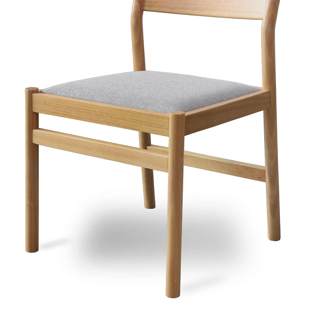 Ingram | Coastal Moon Grey Fabric Natural Black Wooden Dining Chairs | Set Of 2 | Natural