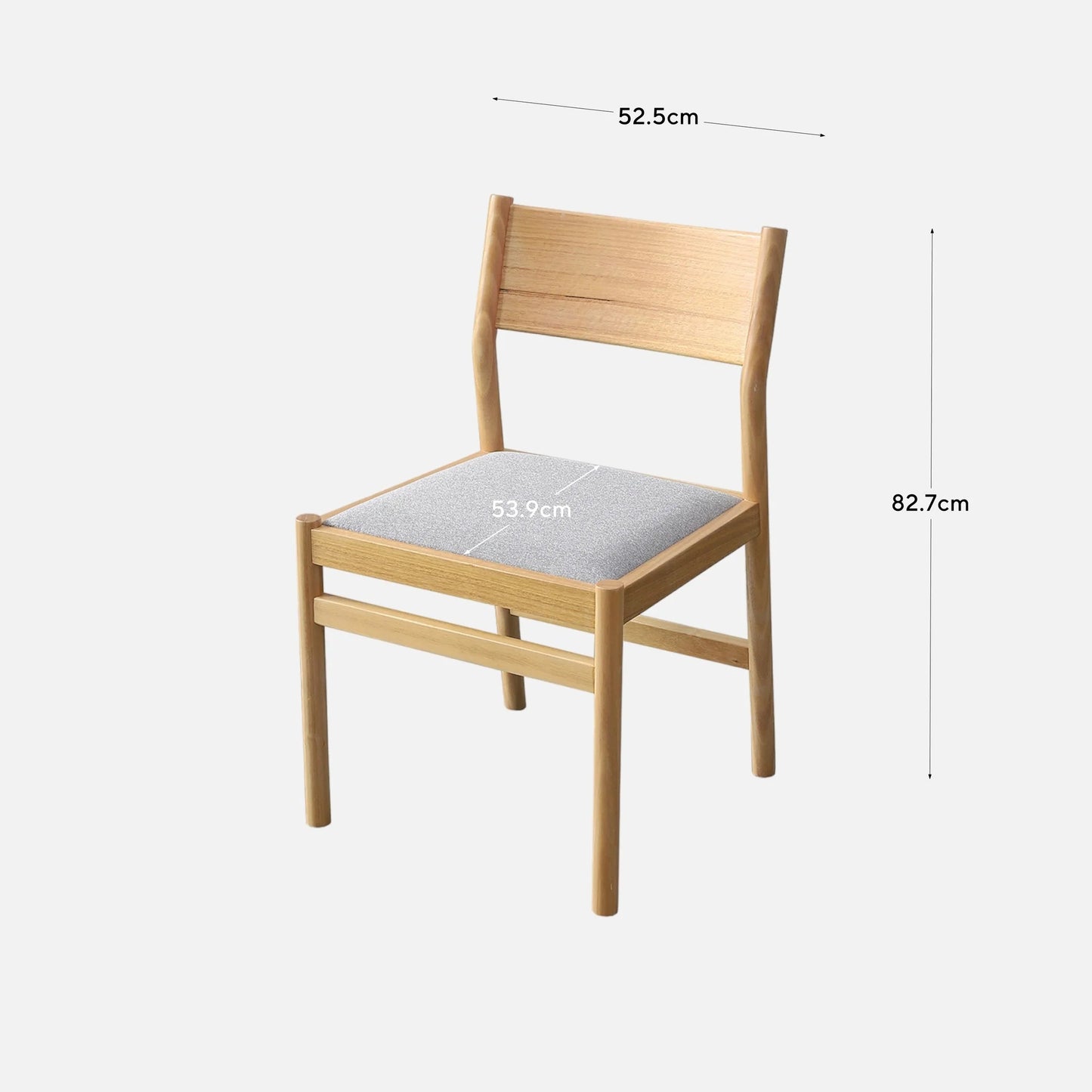 Ingram | Coastal Moon Grey Fabric Natural Black Wooden Dining Chairs | Set Of 2 | Natural